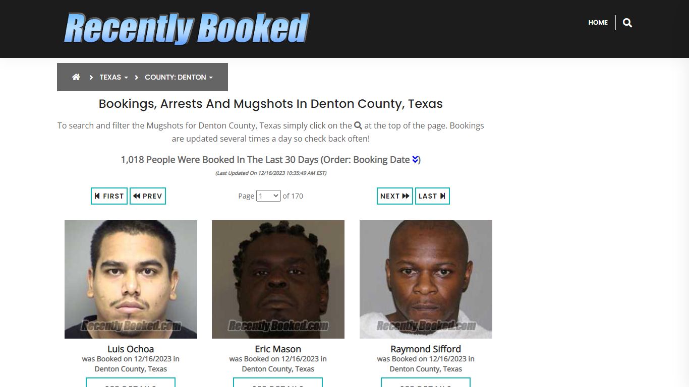 Recent bookings, Arrests, Mugshots in Denton County, Texas